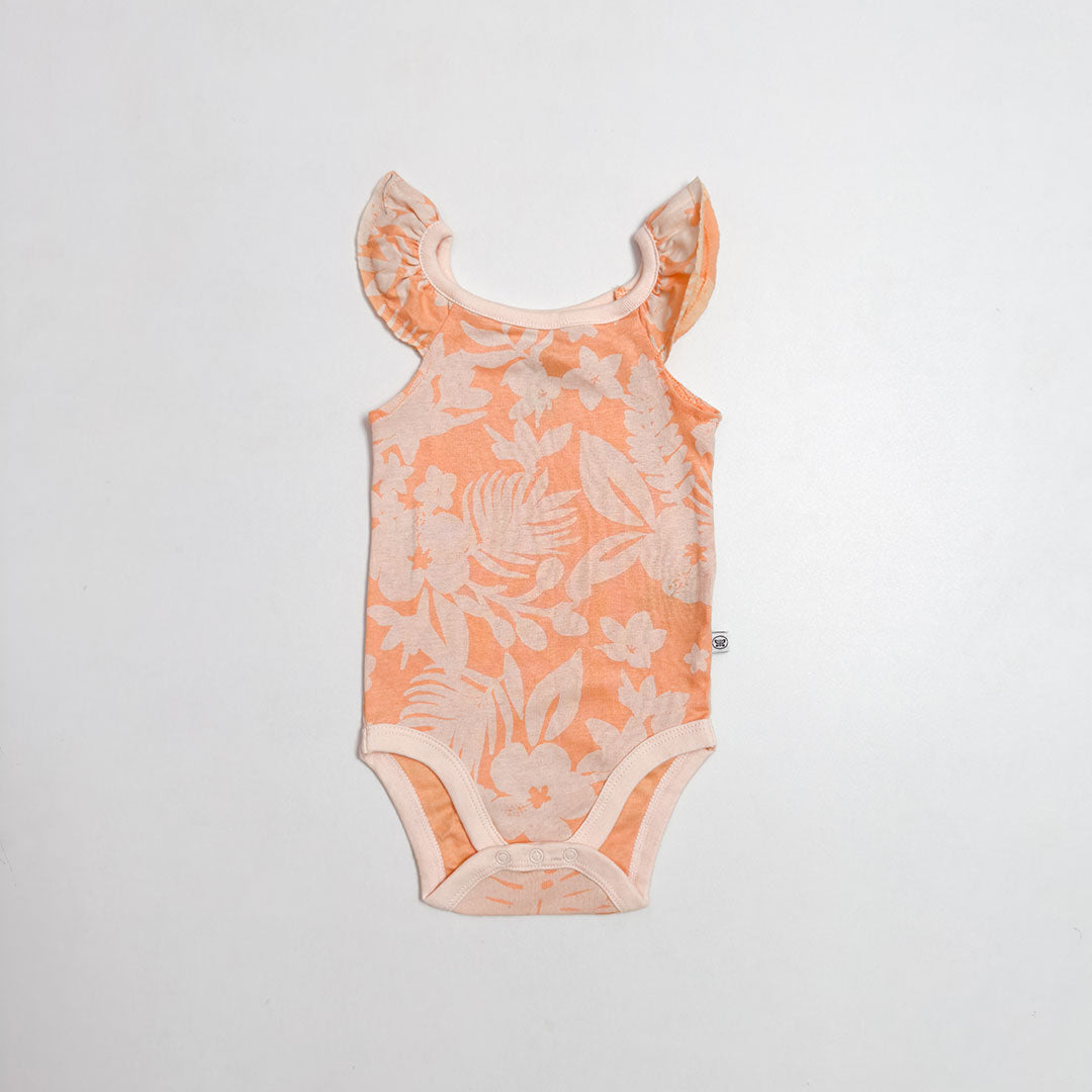 ORANGE FLORAL RUFFLED ONESIE