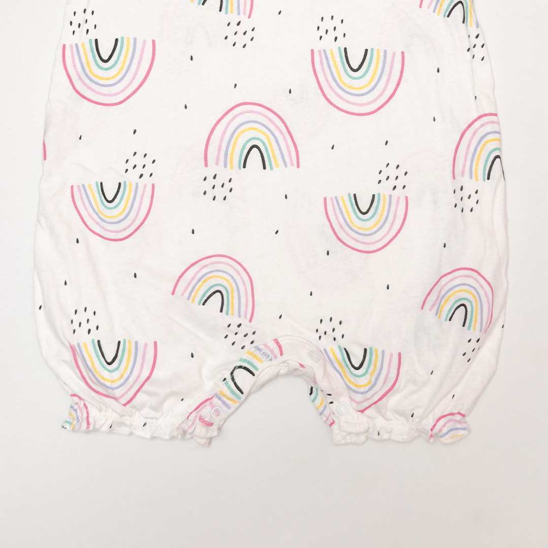 RAINBOW PATTERNED RUFFLES JUMPSUIT
