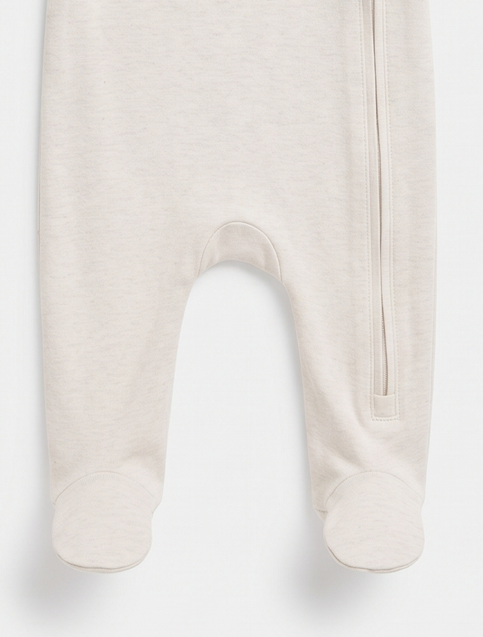 Beige side zipper sleep suit