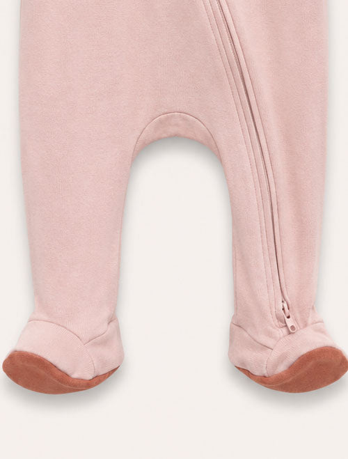 Dusty pink viscous zipper sleepsuit