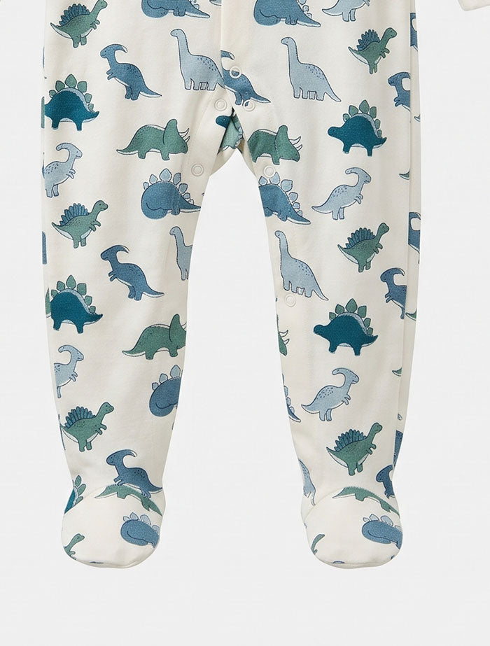 Blue printed button sleep suit