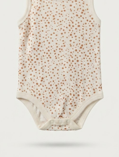 Rust brown dotted ribbed onesie