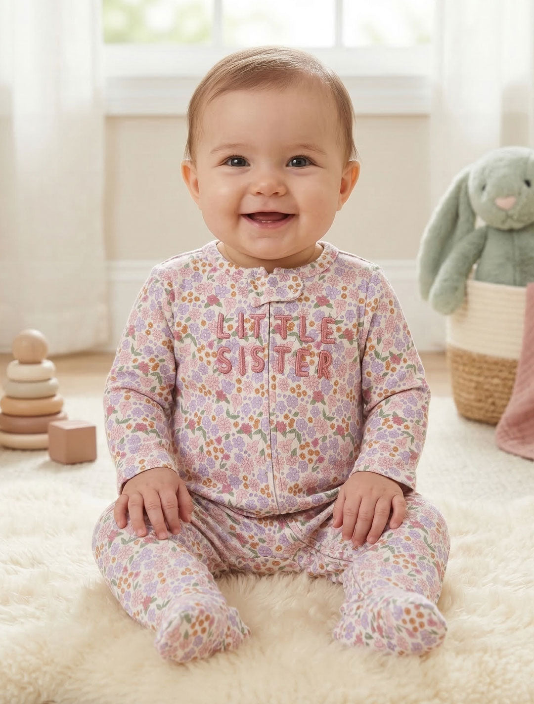 luna51PIBK FLORAL ZIPPER SLEEPSUIT