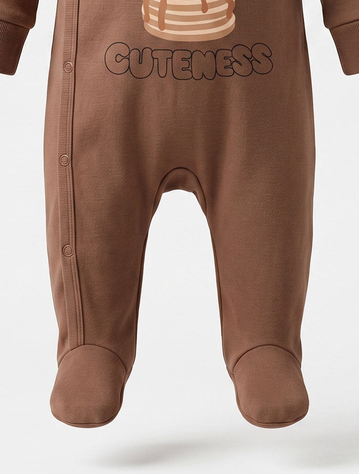Brown pancake printed wrap over sleepsuit