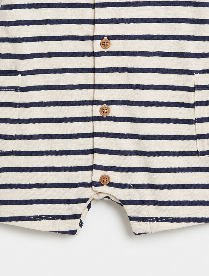 Blue stripes knitted jumpsuit