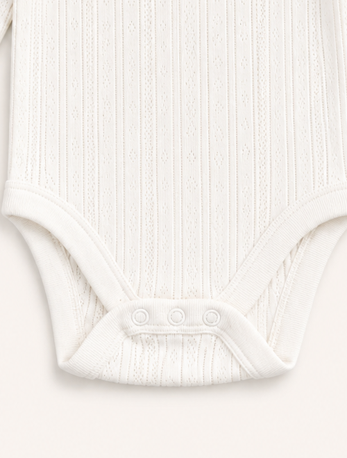 White pointelle plain onesie