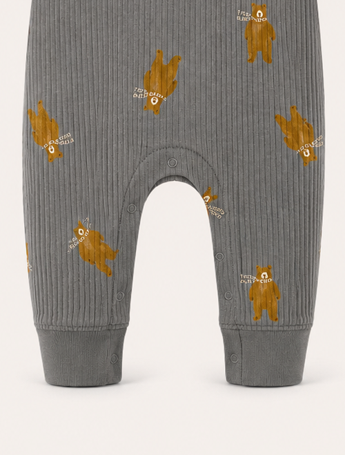 Grey bear ribbed romper
