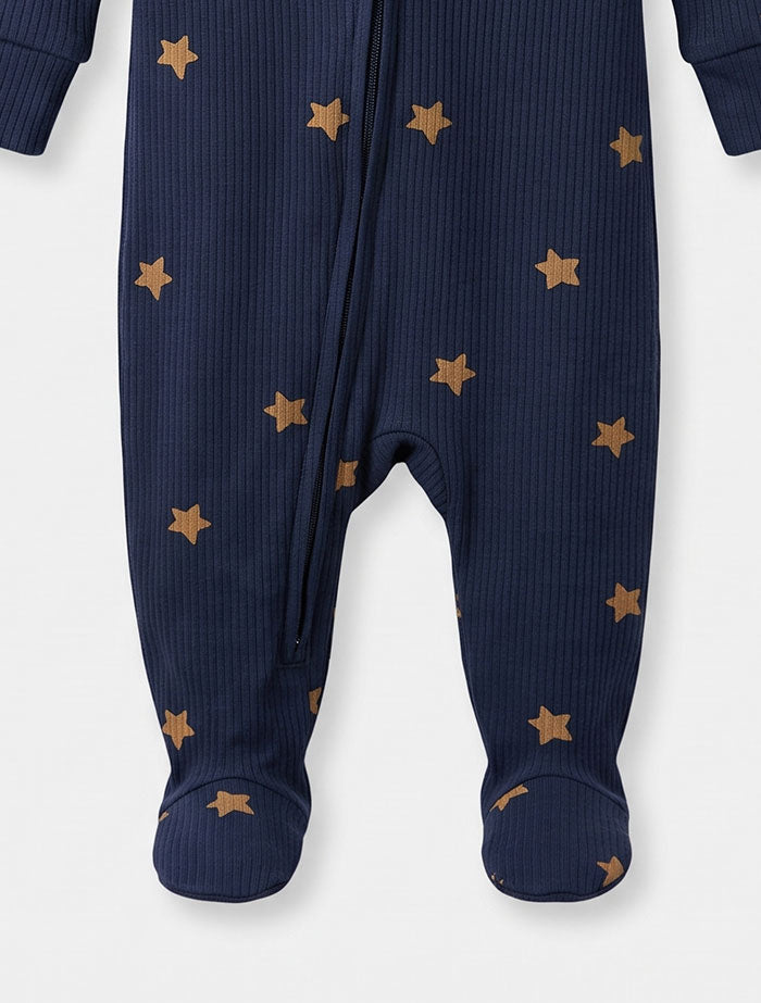 Navy blue ribbed brother sleep suit