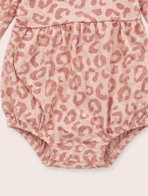 Dusty pink patterned ruffle onesie