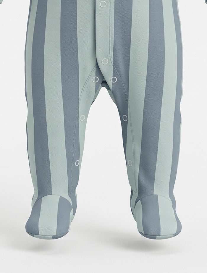 Blue stripes button sleepsuit