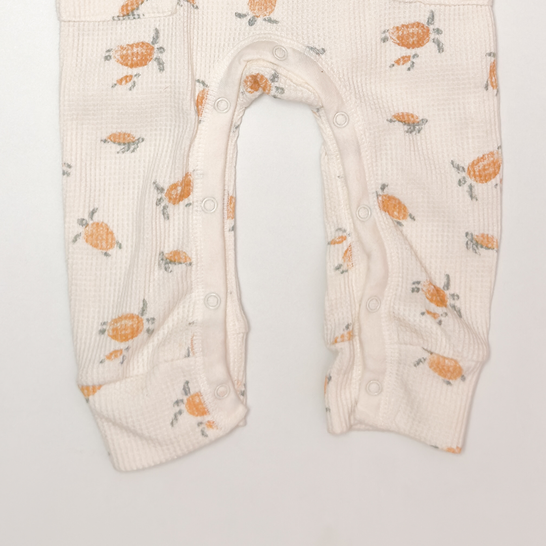 BEIGE KNITTED PRINTED ROMPER