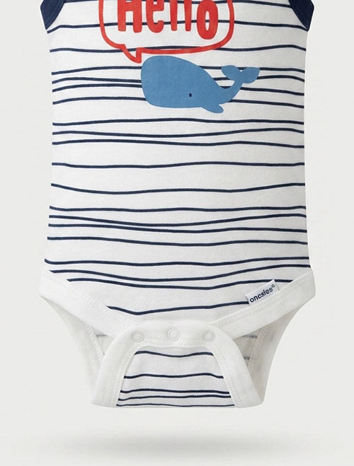 Blue striped sleeveless onesie