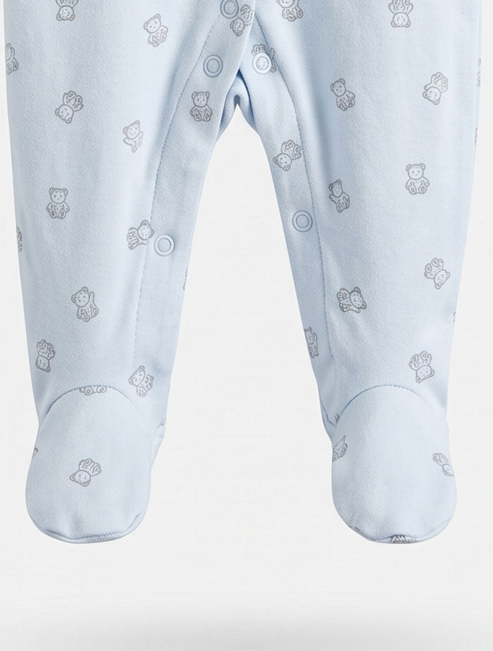 Blue bear button sleepsuit