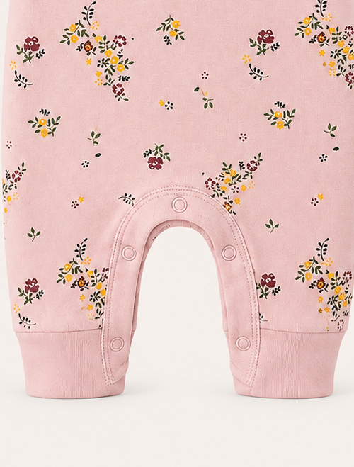 Pink floral button romper