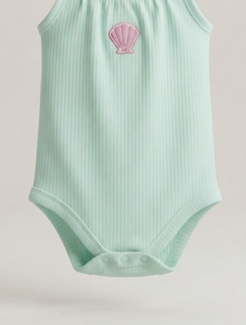 Green ribbed fancy onesie