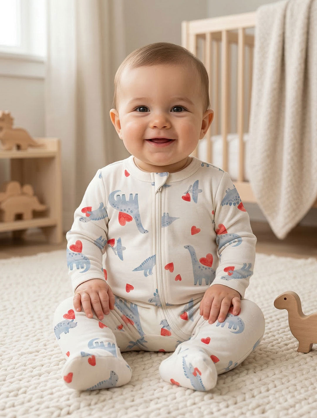 DINO LOVE ZIPPER SLEEPSUIT