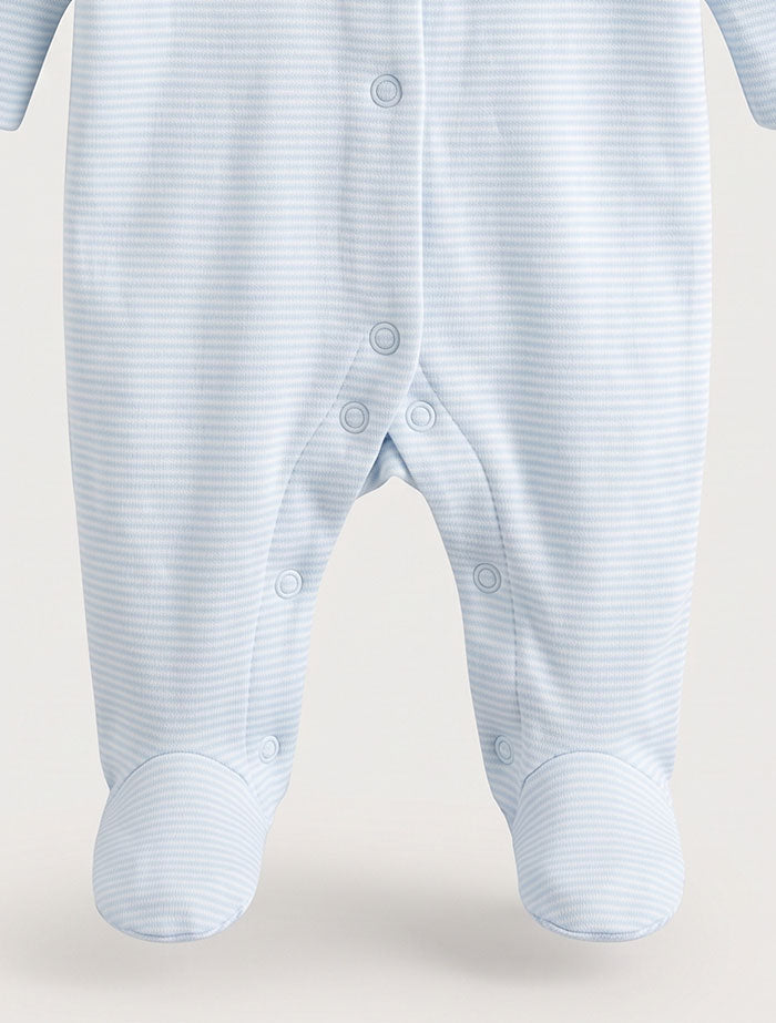 Blue stripes button sleepsuit