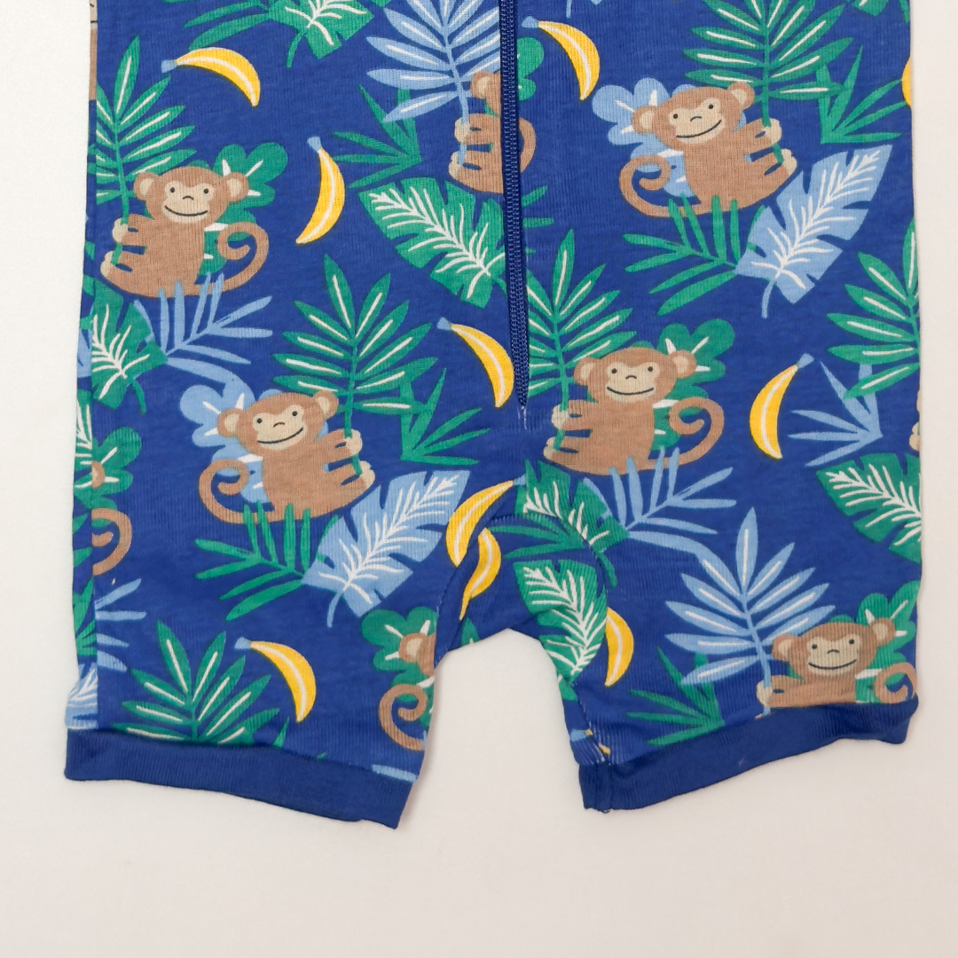 BLUE PRINTED ZIPPER JUMPSUIT