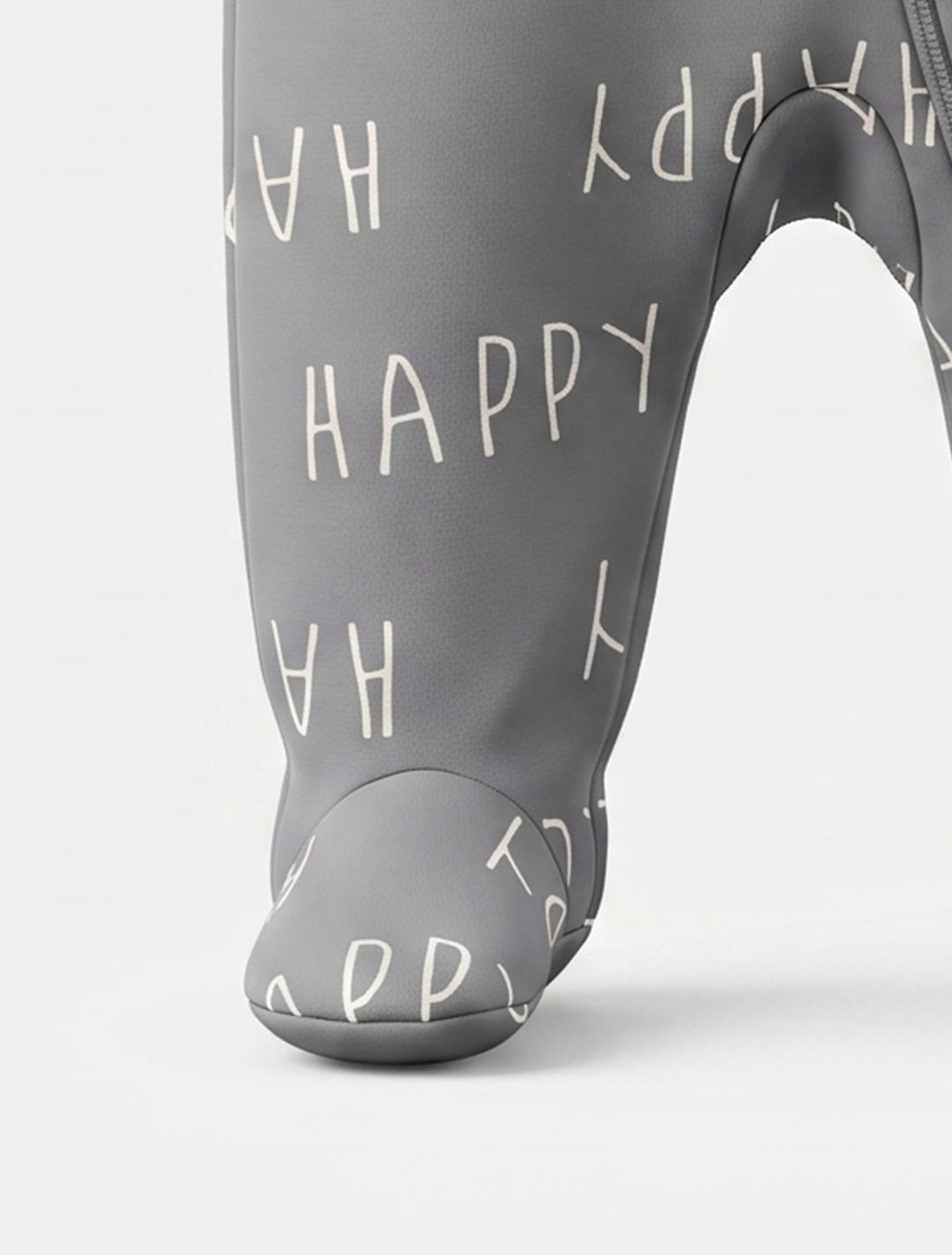Grey printed zipper sleepsuit