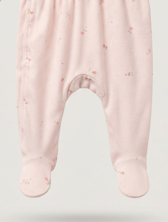 Pink floral pointelle wrap over sleep suit