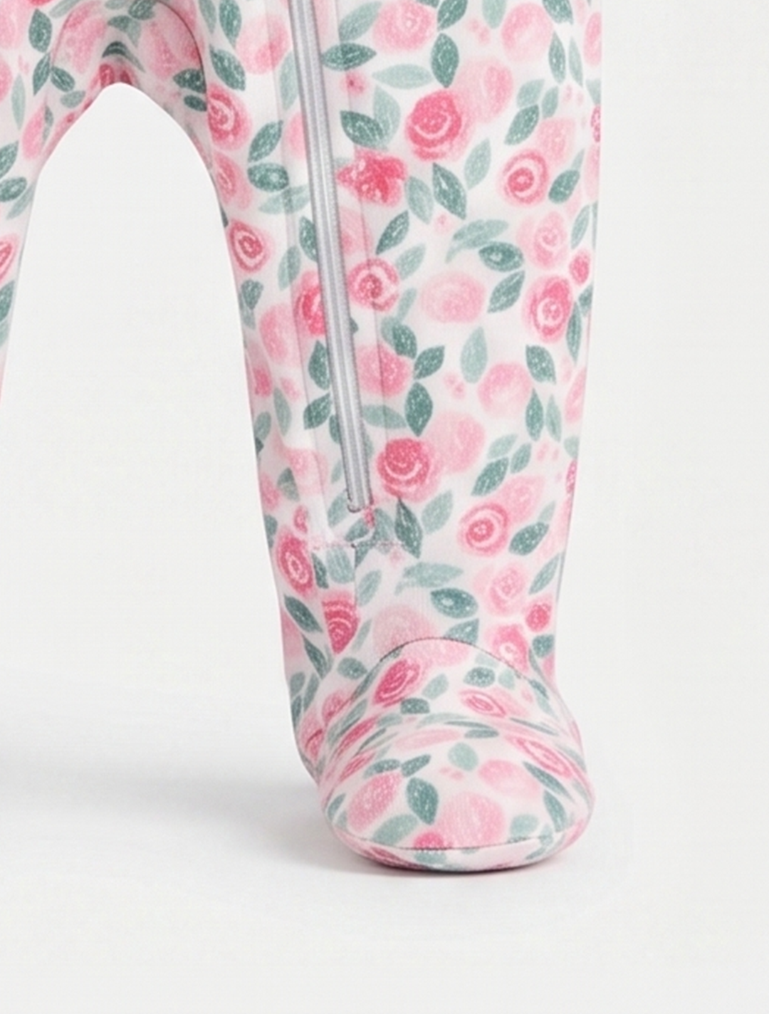 Pink floral zipper sleepsuit