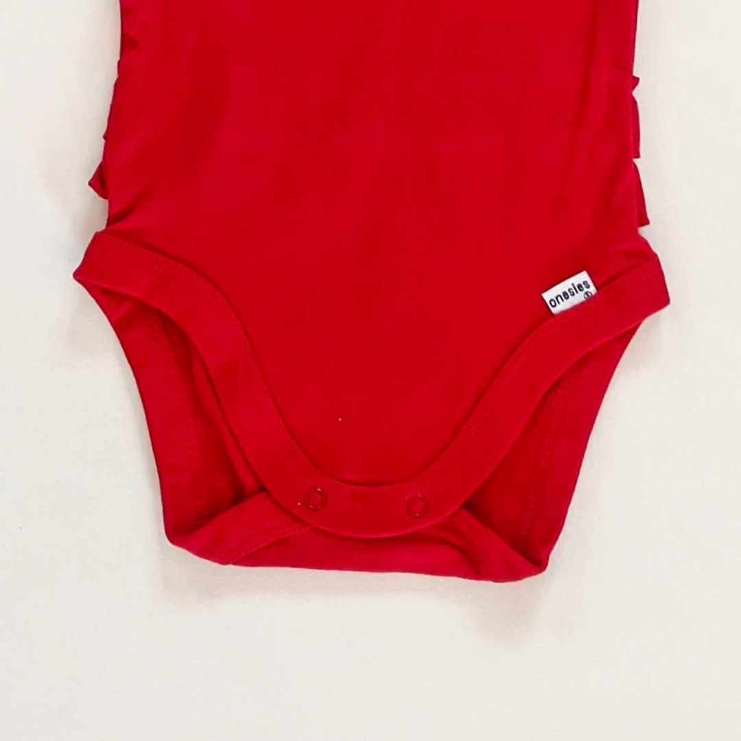 RED FLORAL EMBROIDERY ONESIE