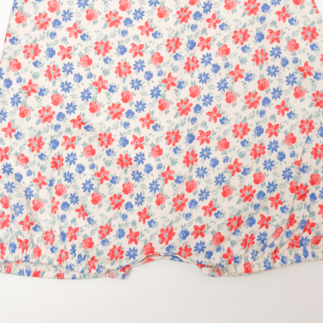 RED BLUE FLORAL PRINTED JUMPSUIT