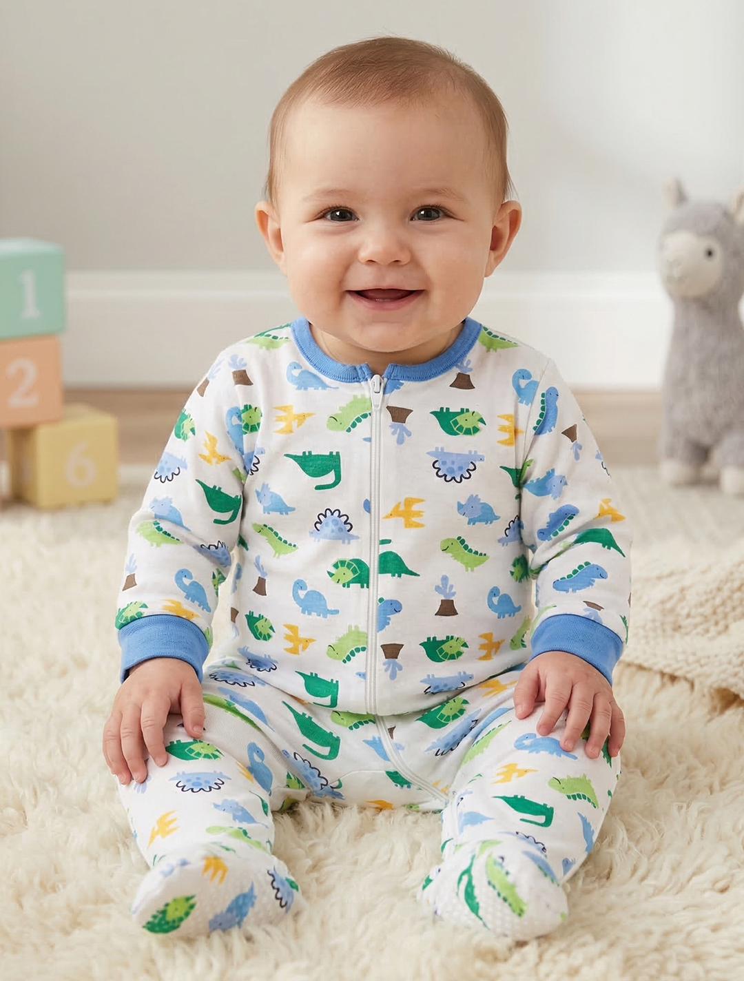 DINO PRINTED SLEEPSUIT
