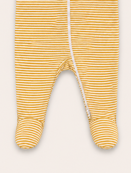 Yellow stripes zipper sleepsuit