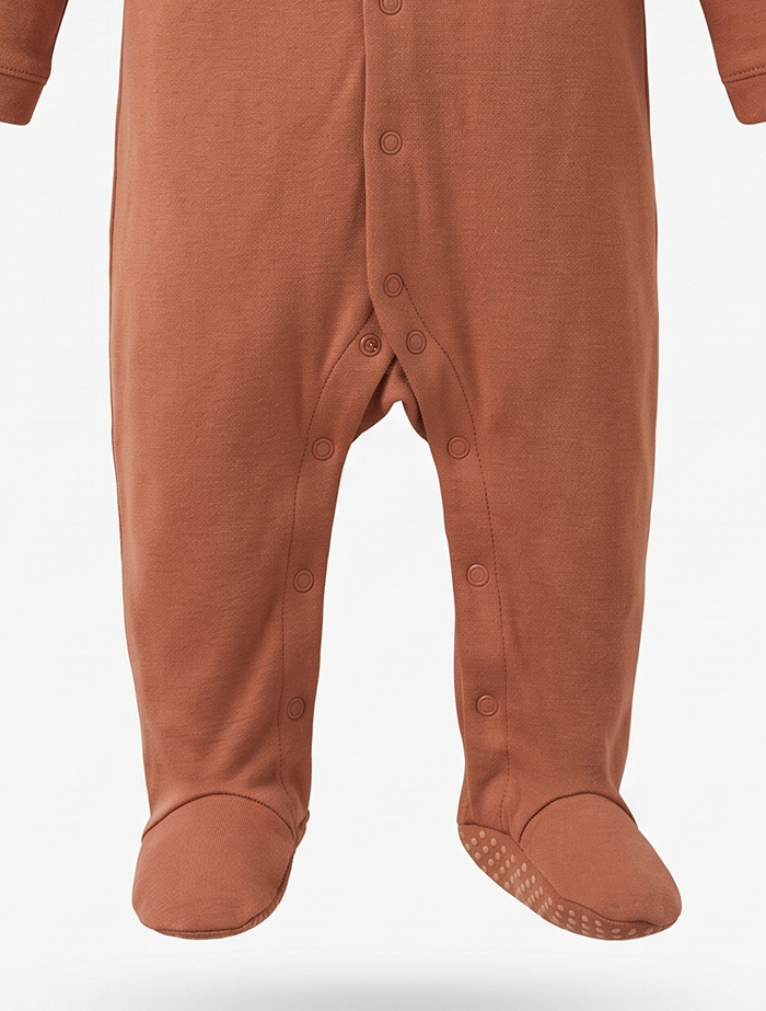 Brown button unisex sleepsuit
