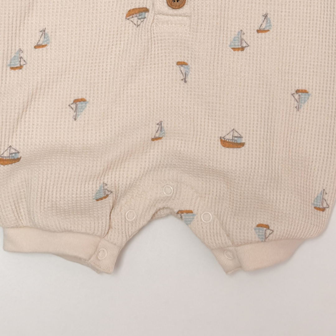 BEIGE KNITTED BUTTON JUMPSUIT