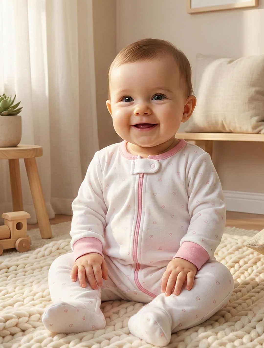 PINK LOVE ZIPPER SLEEPSUIT