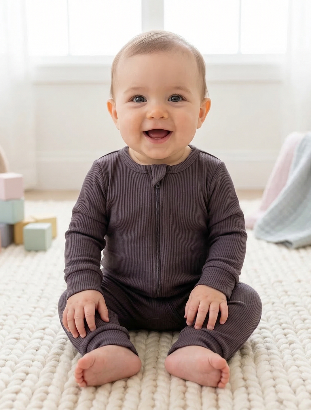 DARK GREY BLACK VISCOUS RIBBED ROMPER