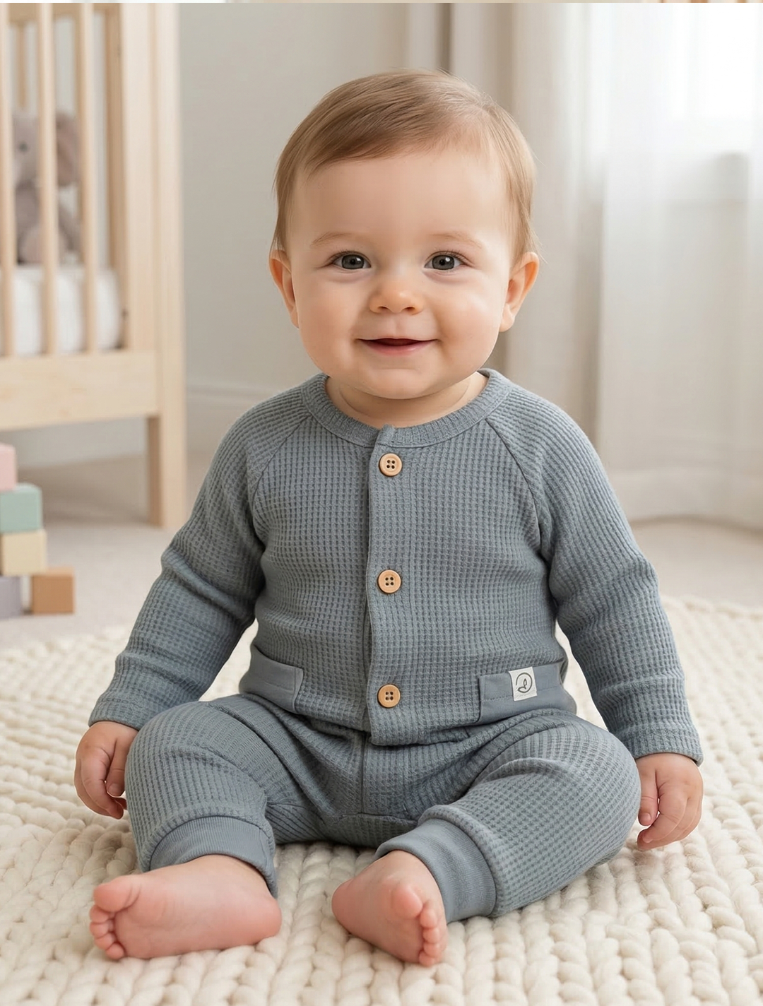 PREMIUM TEAL BLUE KNITTED ROMPER