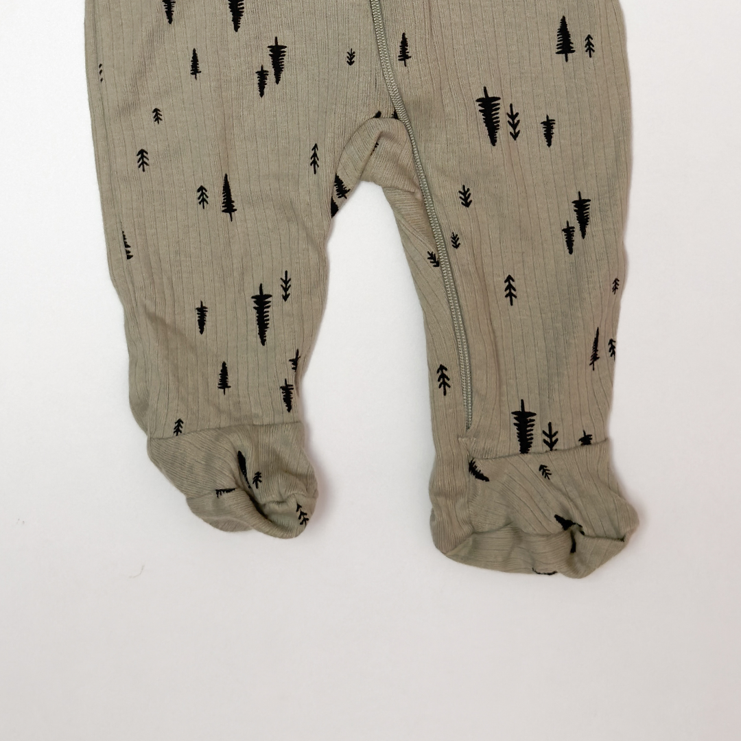 GREEN RIBBED UNISEX ZIPPER SLEEPSUIT