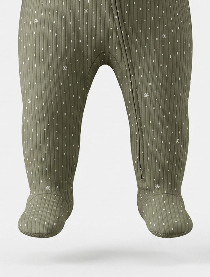 GREEN RIBBED SNOW SLEEP SUIT