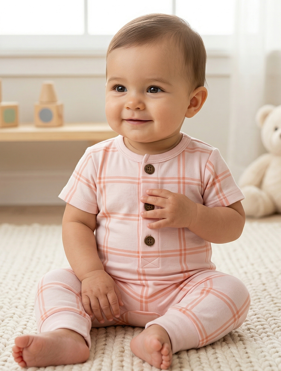 PASTEL PINK CHECK ROMPER