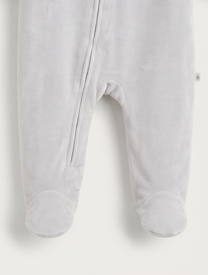 Starlight Zip Velour Sleepsuit – Soft Grey