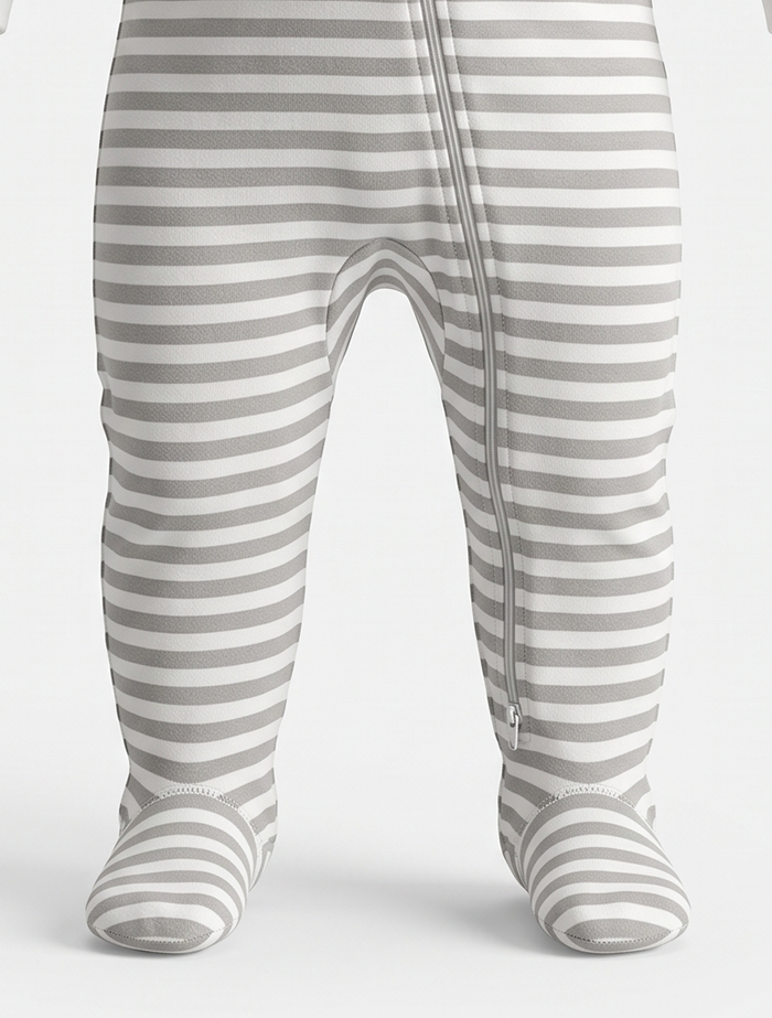 Grey and white 2 way zipper sleepsuit