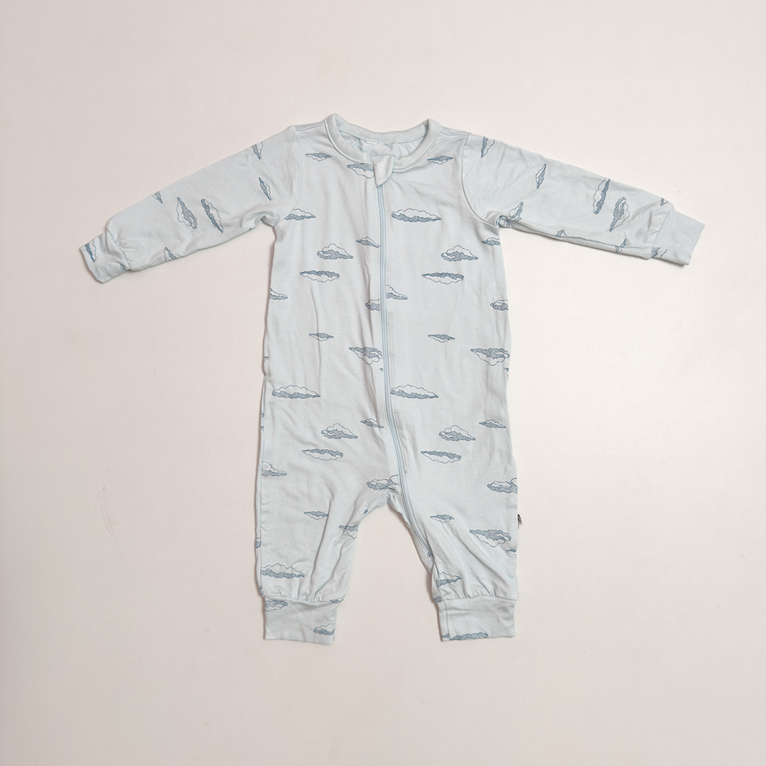 BLUE CLOUD PRINTED ZIPPER VISCOUS ROMPER