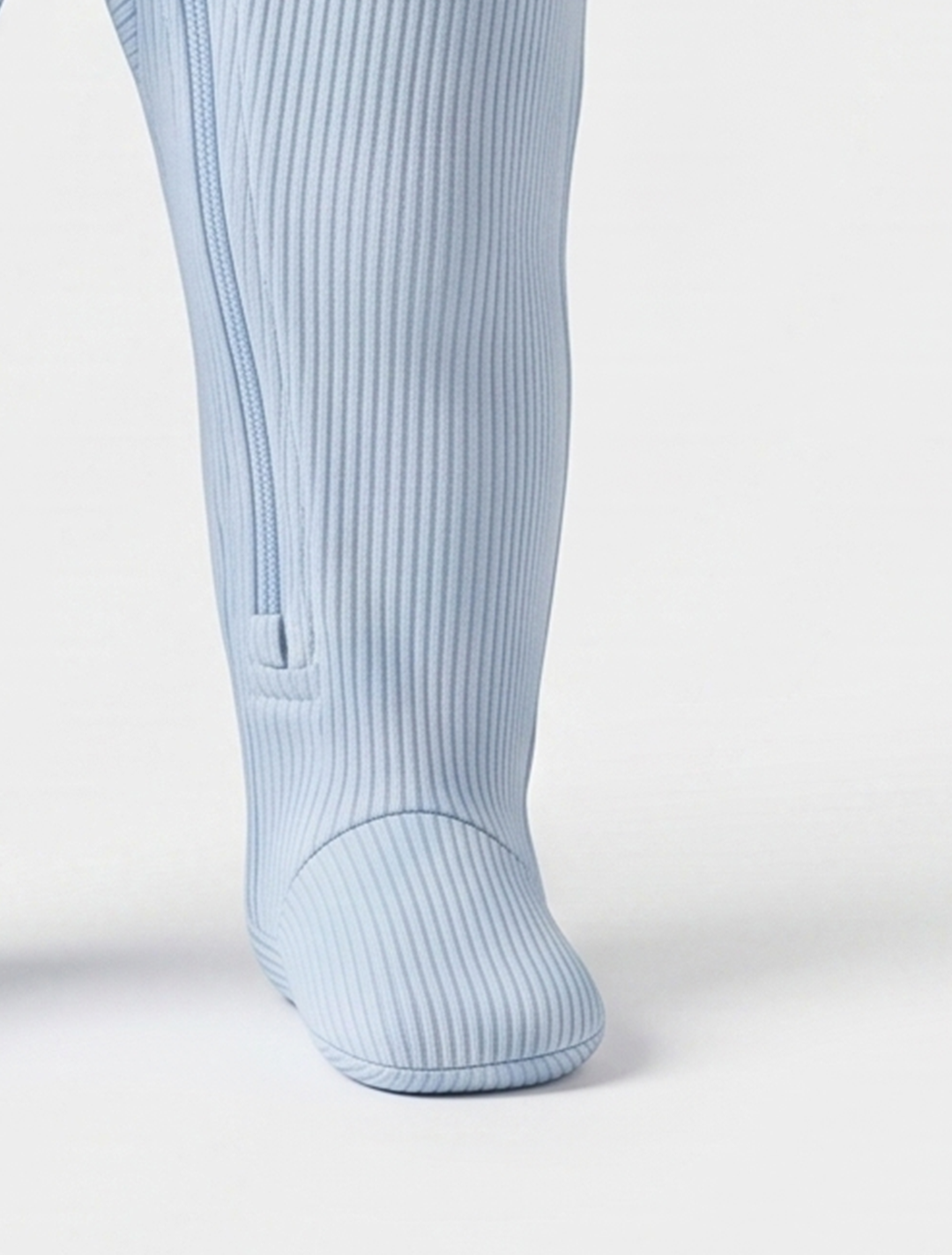 Powder blue ribbed sleepsuit
