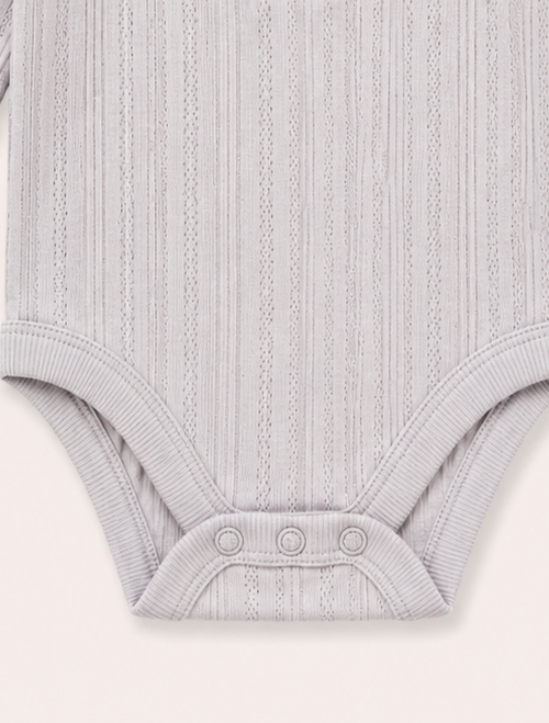 Grey pointelle button onesie
