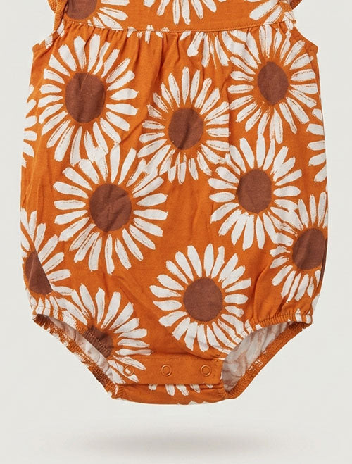 Brown orange floral fancy onesie