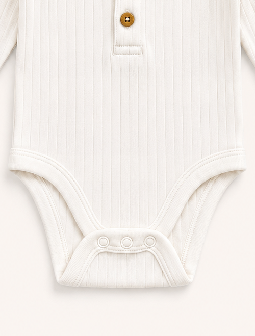 White ribbed button onesie