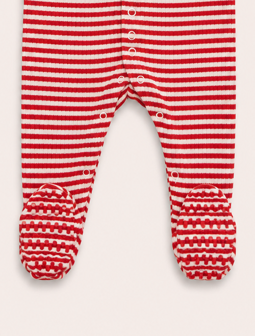 Red white striped ribbed sleepsuit