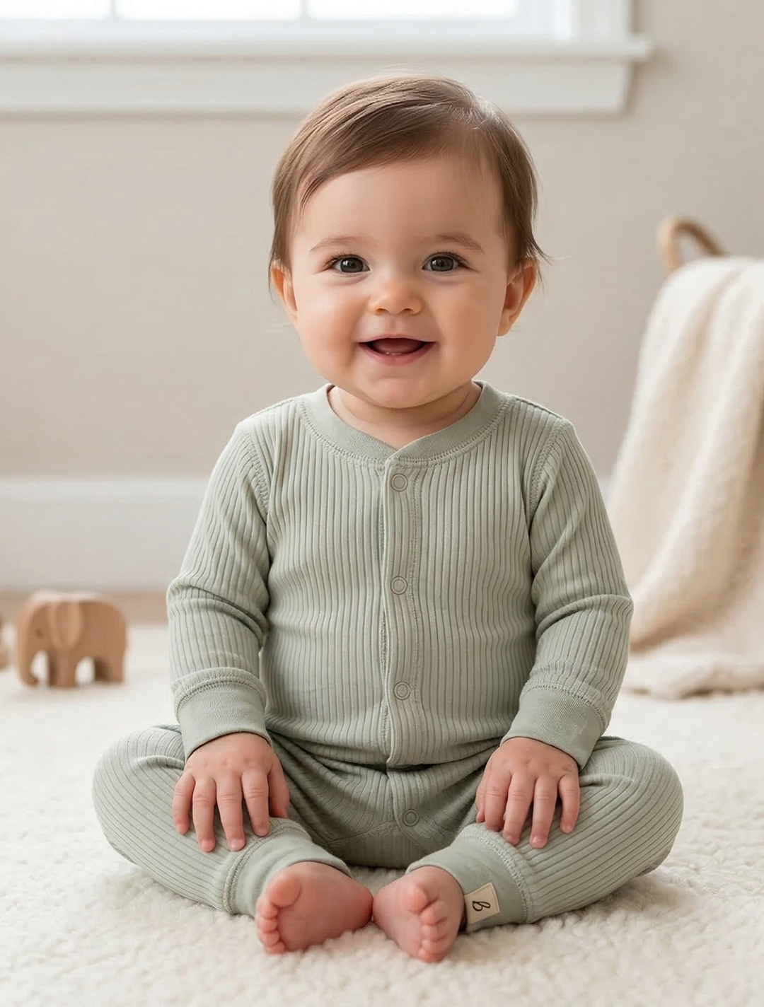 FRESH MINT GREEN RIBBED ROMPER