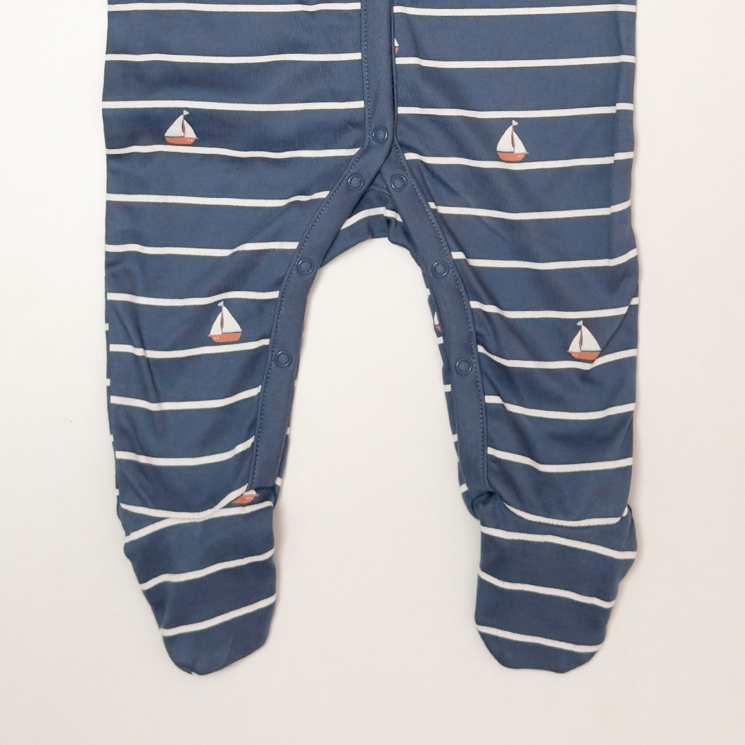 BLUE STRIPED SLEEPSUIT