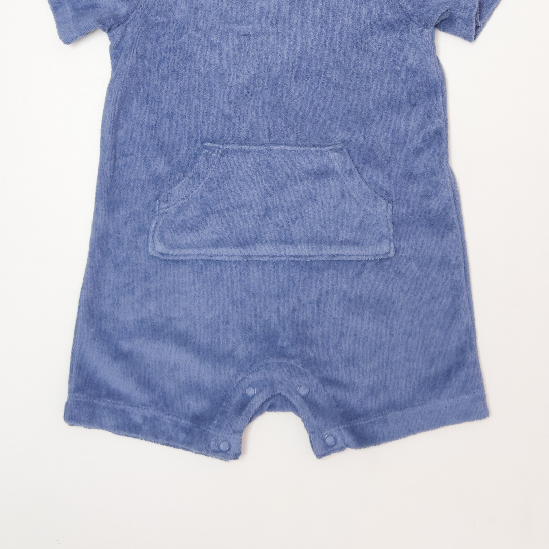 BLUE VELVET HOODED JUMPSUIT