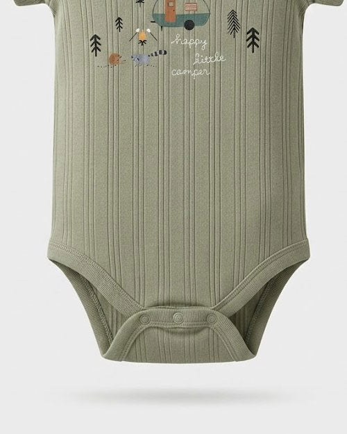Sage green ribbed printed onesie