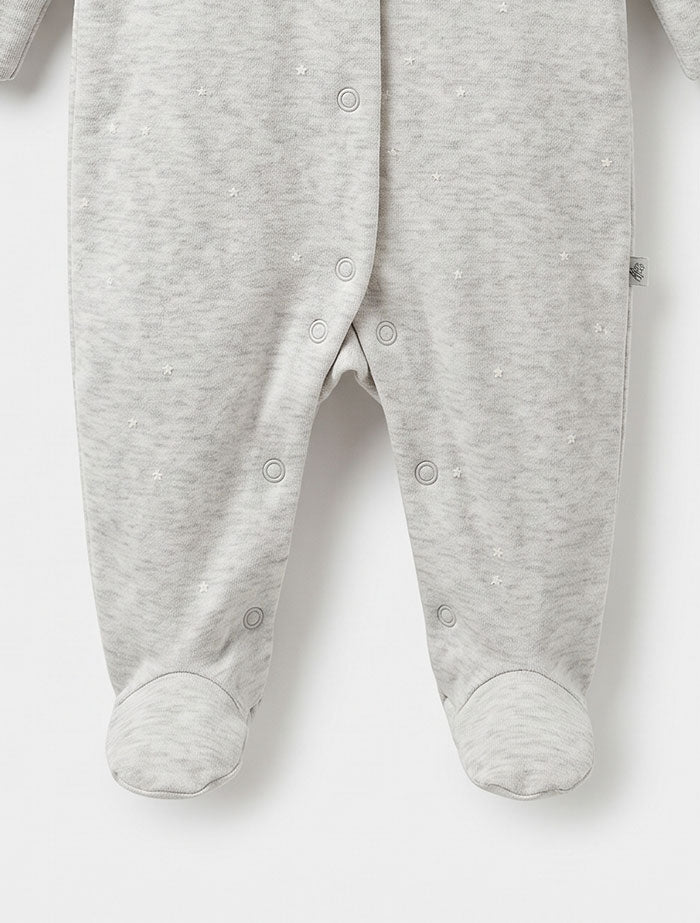 Grey little elephant button sleep suit